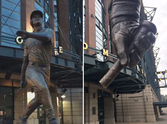배트 부분이 파손된 켄 그리피 주니어의 동상(출처=시애틀 지역지 네트워크 king5 크리스 다니엘스 트위터)