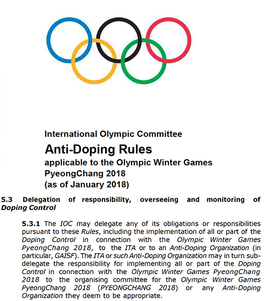 IOC의 평창동계올림픽 반도핑규정 5.3.1(사진=엠스플뉴스)