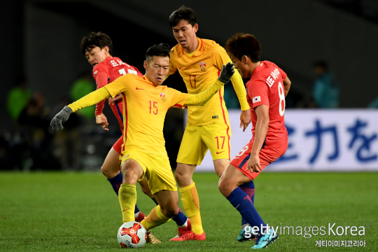 2017년 12월 9일 ‘2017 EAFF E-1 챔피언십(동아시안컵)’에서 한국과 2대 2 무승부를 기록한 중국(사진=게티이미지코리아)