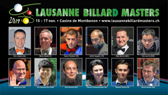 2019 로잔 빌리아드 마스터즈 대회가 15부터 17일까지 3일간 스위스 로잔에서 개최된다.