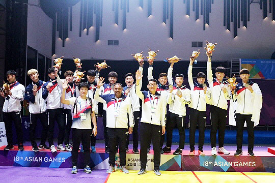 한국은 2018년 자카르타-팔렘방 아시아경기대회에서 은메달을 땄다(사진=엄태덕 코치 제공)