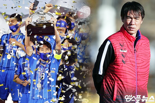 울산 현대는 2020년 12월 19일 팀 통산 두 번째로 아시아 챔피언에 올랐다. 그리고 바로 큰 변화를 줬다. 그 시작은 홍명보 감독(사진 맨 오른쪽) 선임이었다(사진=엠스플뉴스, 한국프로축구연맹)