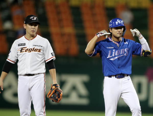 18일 한화전에서 적시 2루타를 날린 김상수(사진=삼성)