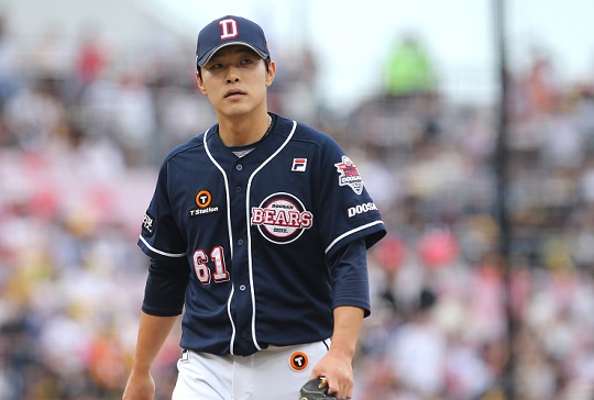 두산 투수 최원준이 9월 27일 수원 KT전 7이닝 1실점 호투에도 시즌 9승 달성에 아쉽게 실패했다(사진=두산)