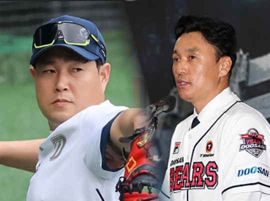 O gerente da Doosan, Seung-yeop Lee (à esquerda), que enfatizou a promoção da posição de apanhador desde que assumiu o cargo, e Eui-ji Yang (à esquerda), a maior picape no mercado de agência livre, podem ter uma reunião (Foto = Sports Chunzhou Di B, Doosan)