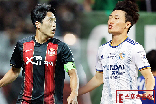 FC 서울 공격수 나상호(사진 왼쪽), 울산 현대 공격수 엄원상. 둘은 광주 FC 유소년팀에서 성장해 프로에 데뷔한 공통점이 있다(사진=스포츠춘추, 한국프로축구연맹)