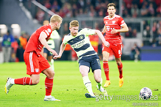 맨체스터 시티 미드필더 케빈 데 브라이너(사진 오른쪽)(사진=게티이미지코리아)