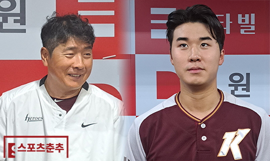 키움 사령탑 홍원기 감독(사진 왼쪽부터), 우완 투수 장재영(사진=스포츠춘추 김종원 기자)
