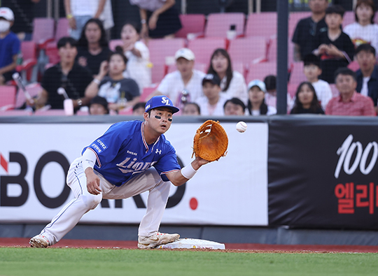6월 18일 KT전 1루수로 선발 출전한 삼성 김재성(사진=삼성)