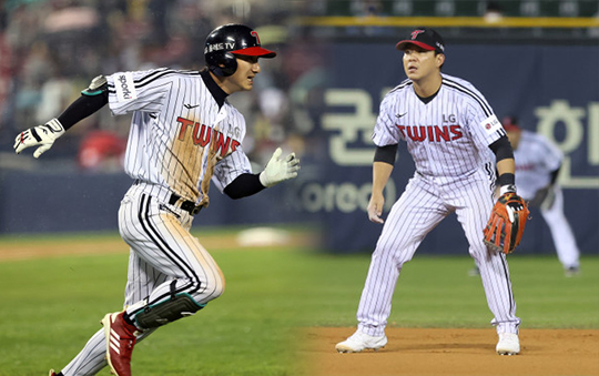 LG 내야수 신민재(사진 왼쪽부터), 김민성(사진=LG)