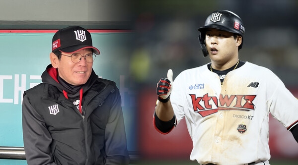 KT 이강철 감독(사진 왼쪽부터), 주포 강백호(사진=스포츠춘추 DB, KT)