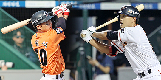 한화 외야수 이원석(사진 왼쪽부터), 장진혁(사진=한화)