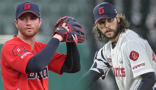 롯데 좌완 찰리 반즈(사진 왼쪽부터), 우완 애런 윌커슨(사진=롯데)