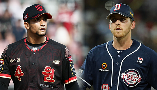 KT 우완 윌리엄 쿠에바스(사진 왼쪽부터), 두산 좌완 브랜든 와델(사진=KT, 두산)