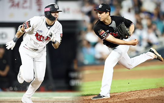 KT 주전 외야수 김민혁(사진 왼쪽부터), 우완 선발 엄상백(사진=KT)