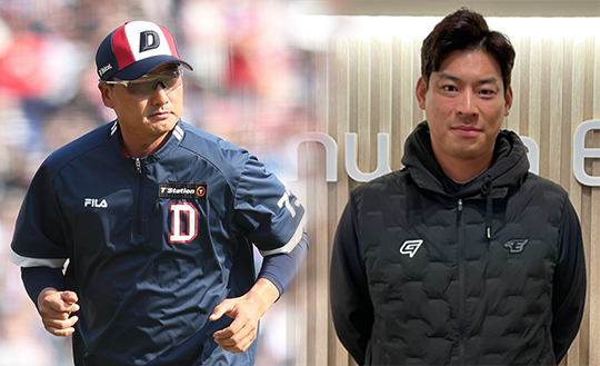 호랑이 군단에 새롭게 합류하게 된 투수코치 둘. 정재훈(사진 왼쪽부터), 이동걸(사진=두산, 스포츠춘추 배지헌 기자)