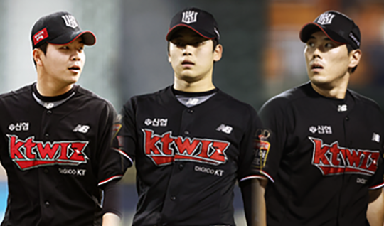 KT 필승조 손동현(사진 왼쪽부터), 박영현, 김재윤(사진=KT)