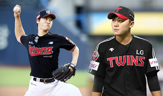 KT 우완 엄상백(사진 왼쪽부터), LG 좌완 김윤식(사진=KT, LG)