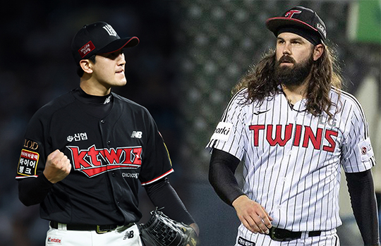 KT 우완 사이드암 고영표(사진 왼쪽부터), LG 우완 케이시 켈리(사진=KT, LG)