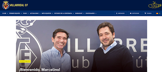 마르셀리노 감독(사진 왼쪽)이 비야레알로 돌아왔다(비야레알 홈페이지 캡처)
