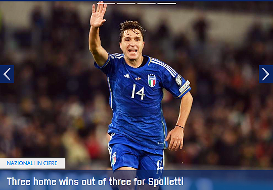 이탈리아 축구 대표팀 공격수 페데리코 키에사(사진=이탈리아 축구연맹 홈페이지 캡처)