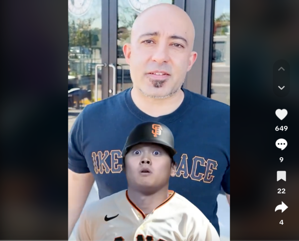 샌드위치로 오타니를 유혹하는 아이크 쉐하디(사진=아이크 쉐하디 SNS 화면)