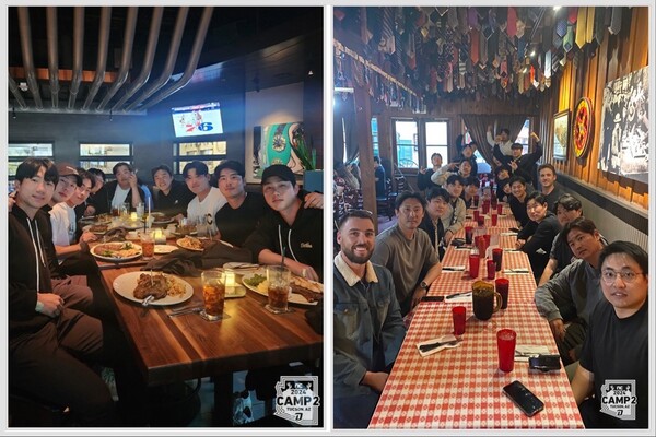 NC 외야수들과 투수조 회식 장면(사진=NC)