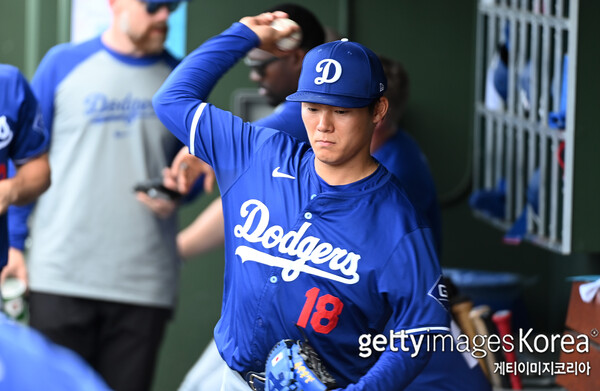 첫 시범경기 등판을 성공리에 마무리한 야마모토 요시노부(사진=게티이미지코리아)