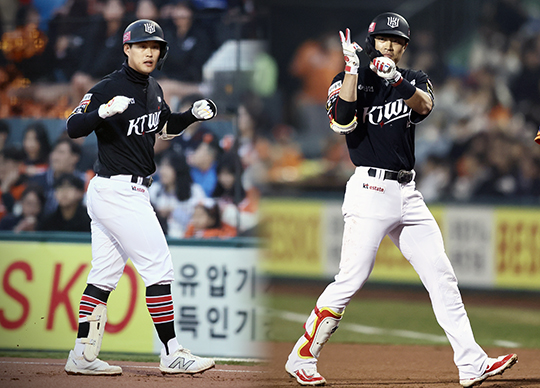 2024년 KT의 테이블세터를 책임지고 있는 외야수 배정대(사진 왼쪽부터), 내야수 천성호(사진=KT)