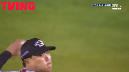  류현진의 우타자 허경민 상대 체인지업 궤적(제공 : 티빙(TVING))