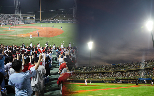 롯데의 제2홈구장 울산 문수야구장(사진 왼쪽부터), 삼성의 제2홈구장 포항야구장(사진=롯데, 삼성)