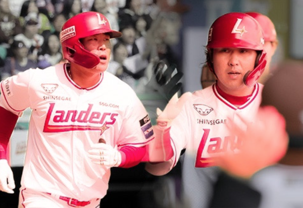 홈런 랭킹 공동 선두 한유섬과 최정(사진=SSG)