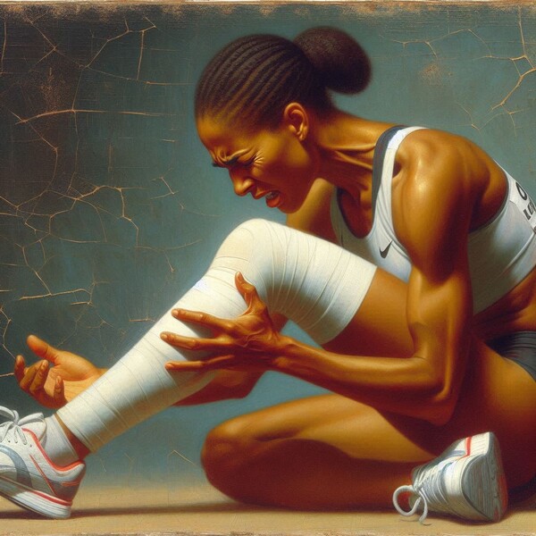 올림픽에서 부상으로 좌절하는 선수의 모습(사진=Bing AI)