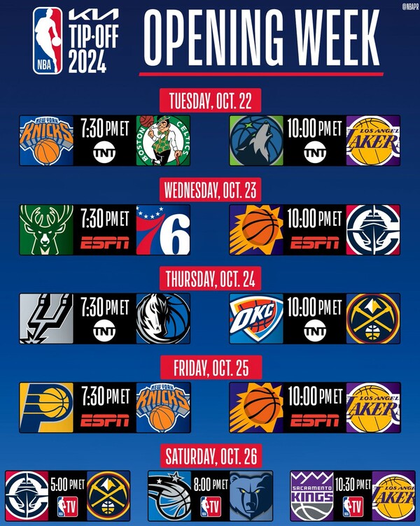 NBA 2024-25 시즌 일정이 공개됐다(사진=NBA SNS)