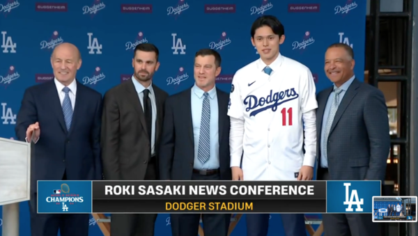 마침내 사사키 옷피셜(사진=LA 다저스 홈페이지)