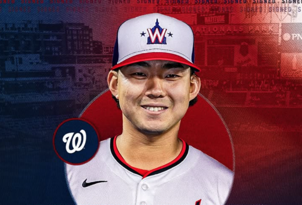 오가사와라 신노스케가 워싱턴 유니폼을 입는다(사진=오가사와라 SNS)