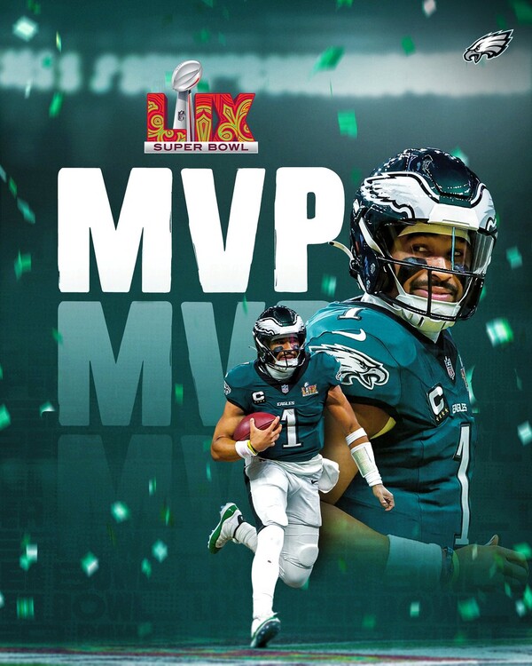 MVP로 선정된 제일런 허츠(사진=필라델피아 이글스 SNS)