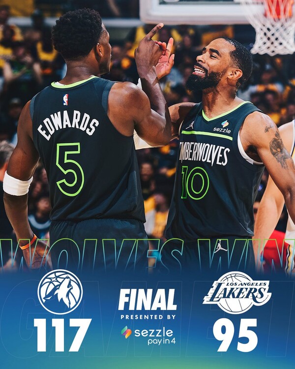 미네소타가 첫 판을 승리로 장식했다(사진=미네소타 팀버울브스 SNS)