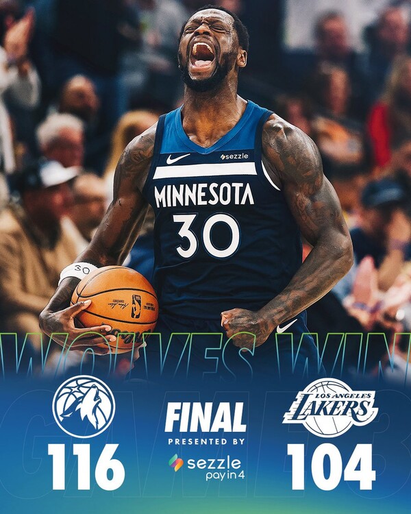 미네소타가 3차전을 잡았다(사진=미네소타 팀버울브스 SNS)