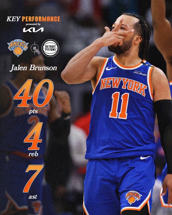 클러치 플레이어 브런슨(사진=뉴욕 닉스 SNS)