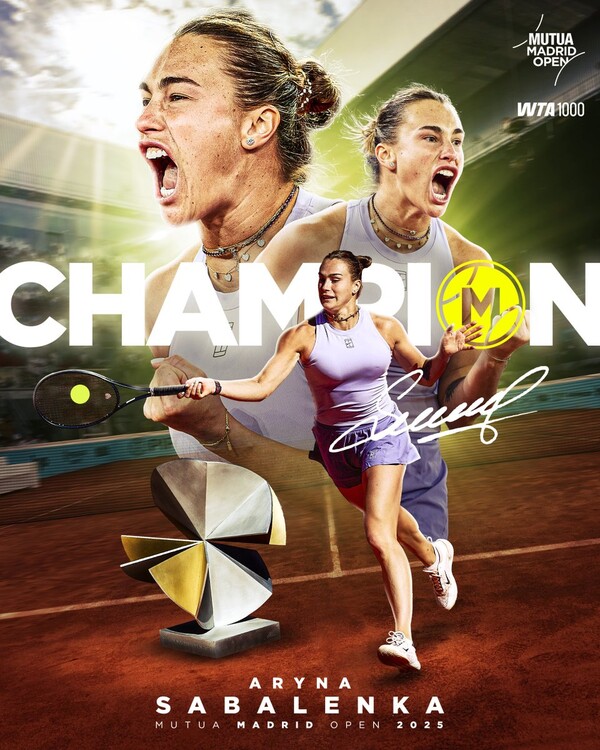 우승을 차지한 사발렌카(사진=마드리드 오픈 SNS)