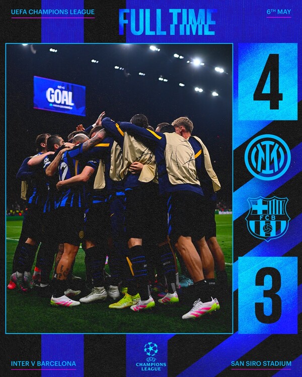 극적인 승리를 거둔 인터밀란(사진=인터밀란 SNS)