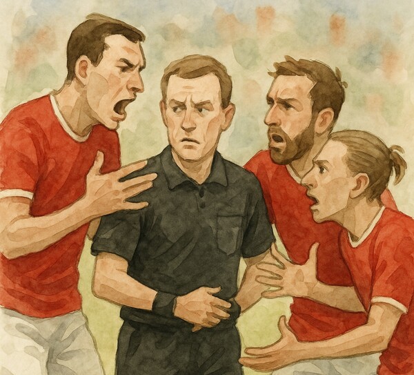 심판을 에워싸고 단체로 항의하는 장면이 사라진다(이미지=ChatGPT 생성)