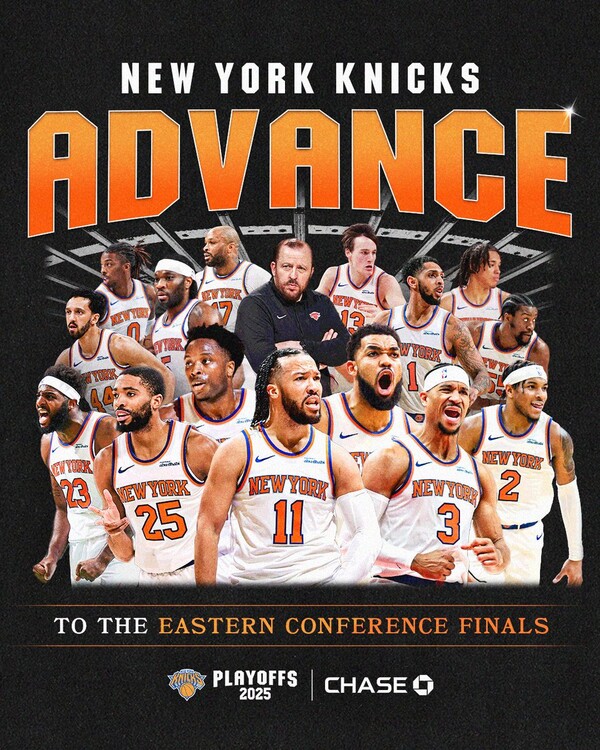 뉴욕 닉스가 컨퍼런스 파이널에 진출한다(사진=뉴욕 닉스 SNS)