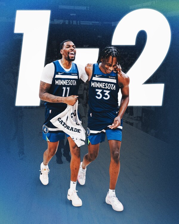 시리즈 2패 뒤 첫 승을 올린 미네소타(사진=미네소타 팀버울브스 SNS)