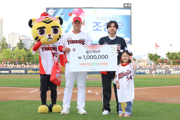 KIA 타이거즈의 불펜 필승조 조상우가 서울프라임365치과에서 시상하는 3-4월 월간 MVP에 선정됐다(사진=KIA)