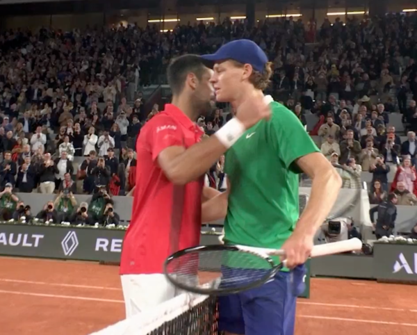 명승부를 펼친 조코비치와 시너(사진=프랑스오픈 SNS)