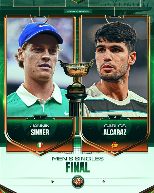 시너와 알카라스의 결승이 성사됐다(사진=프랑스오픈 SNS)