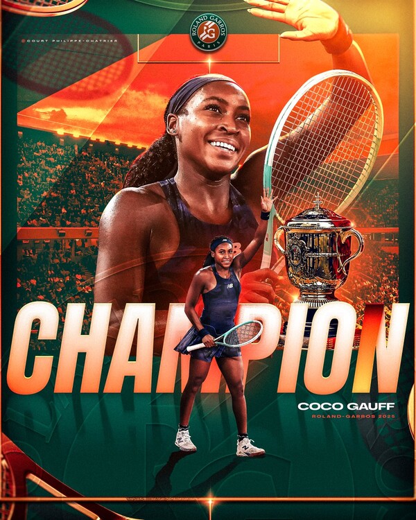 코코 가우프가 사발렌카를 꺾고 정상에 섰다(사진=프랑스오픈 SNS)