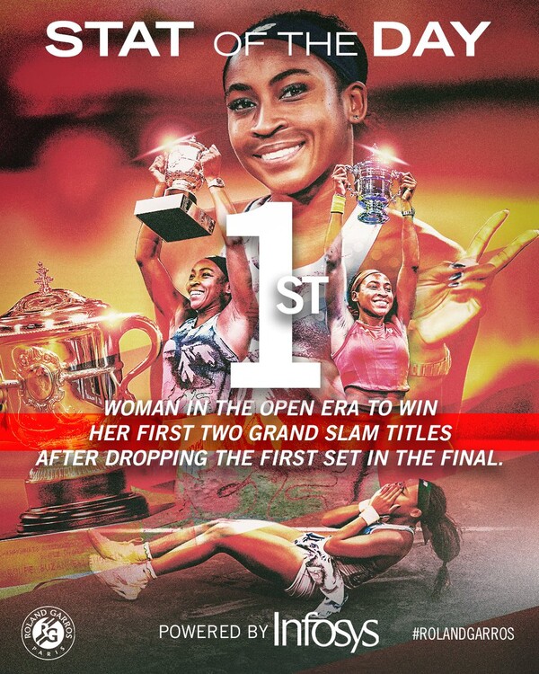 코코 가우프가 사발렌카를 꺾고 정상에 섰다(사진=프랑스오픈 SNS)